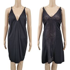 DREAM girl and Body Form Women's Plus Size Black Lace Chemise Negligee Lot of 2